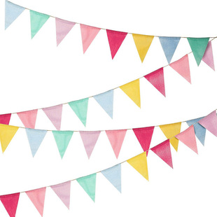 Cross-border color imitation hemp pennant DIY Christmas wedding party decoration banner flower small color flag wholesale