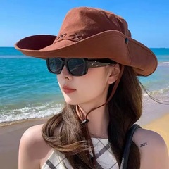 遮阳帽子女大帽檐防晒夏季钓鱼户外登山徒步渔夫帽复古西部牛仔帽