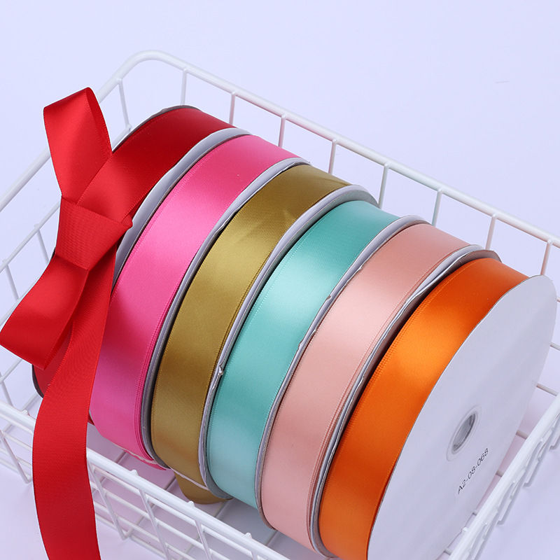 2,5 cm poliéster con arco DIY cinta boda ramo de la torta fruta caja regalo embalaje color ropa satén