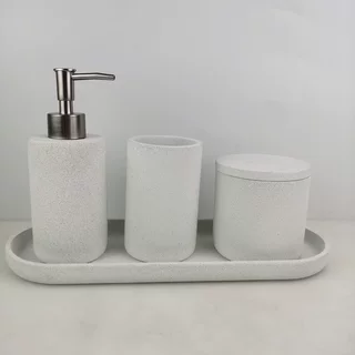 定制卫浴四件套装用品酒店家庭专用水磨石卫浴洗发水空瓶装饰摆件