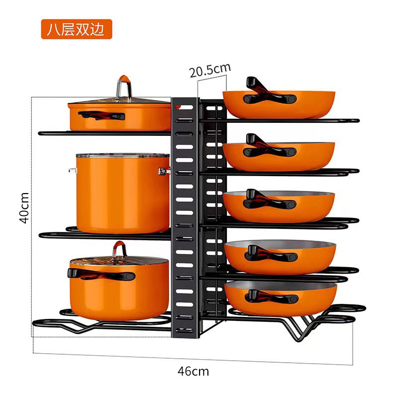 Estante de ollas transfronterizo de Amazon Estante de múltiples capas Estante de tapa de olla de cocina Estante de almacenamiento de olla ajustable Estante de encimera