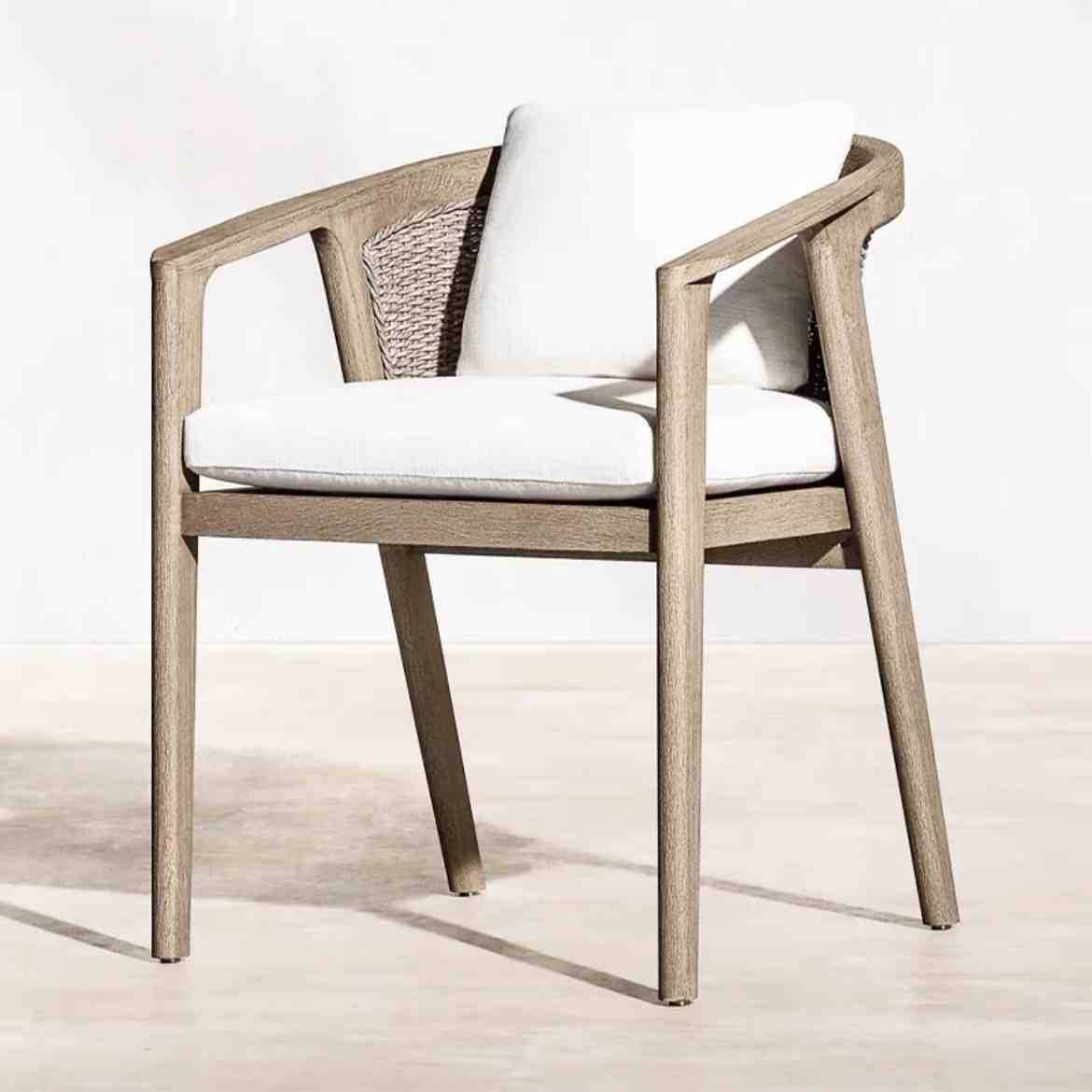 Mesas y sillas de teca de madera maciza nórdica Patio Villa Balcón Al aire libre Jardín al aire libre Hotel Silla de ratán de ocio de teca anticorrosiva