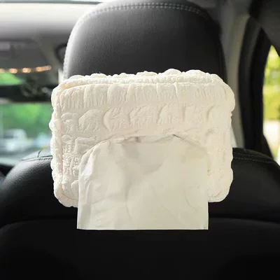 Interior Decoration Cute Cartoon – Car tissue box/set - white-puff-tissue-box