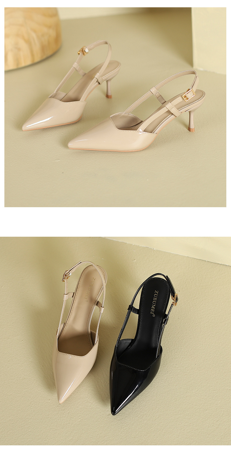 Giày sandal nữ hở mũi mũi nhọn gót nhọn cao thiết kế độc đáo — Màu đen chi tiết 11