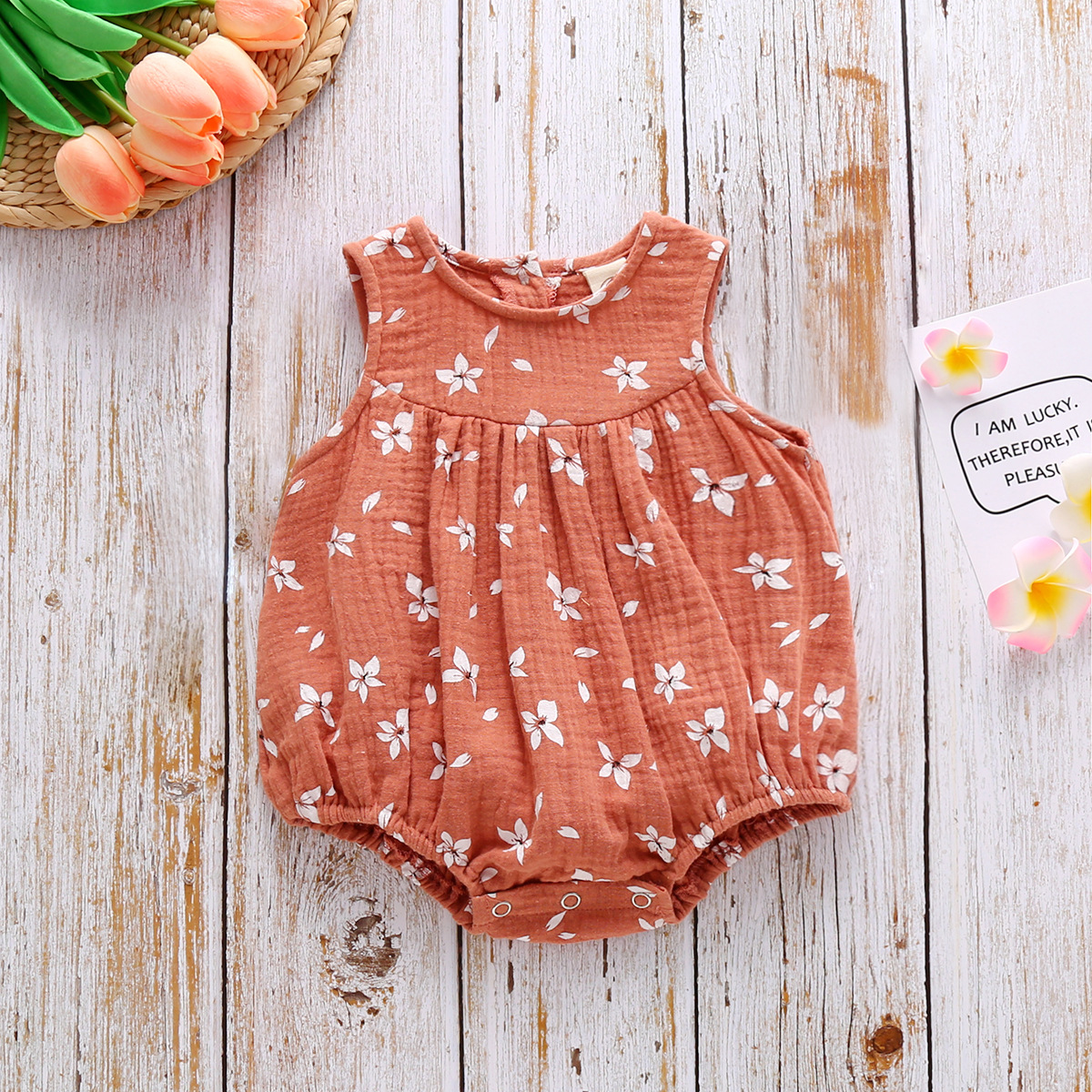 Cute Ditsy Floral Patchwork Cotton Baby Rompers display picture 2
