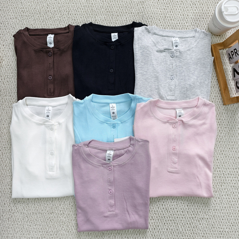 Lu High-End Version Hold Tight Henley Shirt Short Sleeve Lu High-End Version Hold Tight Henley Shirt Short Sleeve