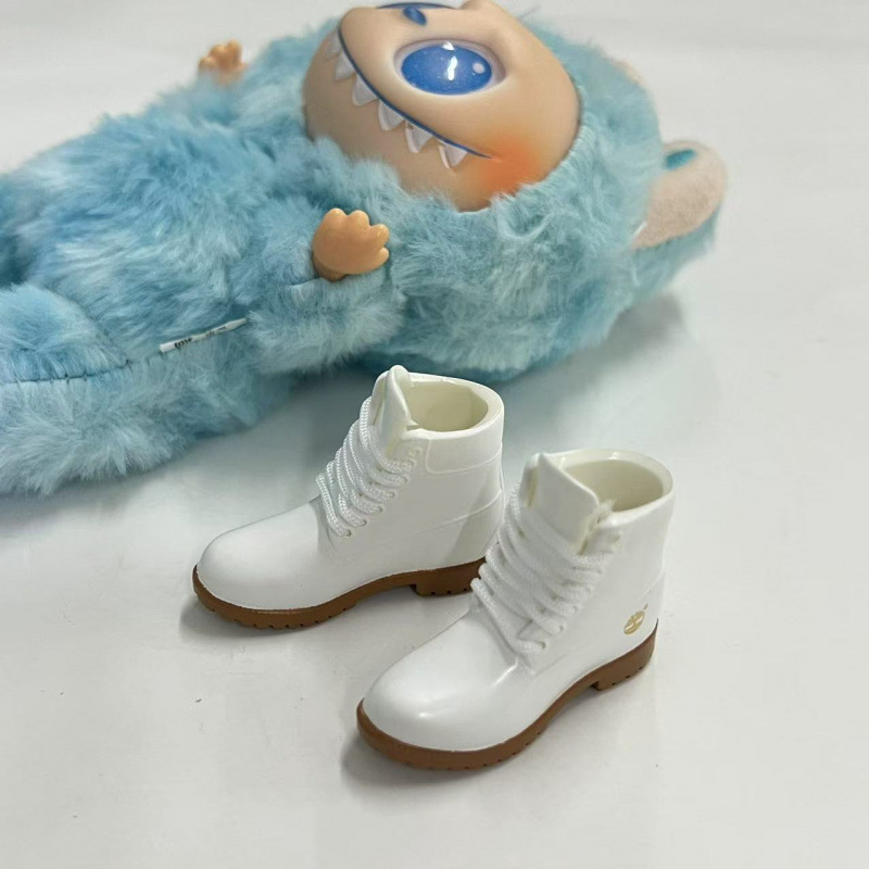 LABUBU Zapatos Rabu Ropa de bebé 17cm felpa vinilo bolso de muñeca colgante para zapatos desnudos caja ciega