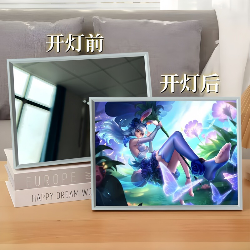 King of Glory 孫悟空 Han Xin Kai ミラーライト絵画ナイトライト絵画デスクトップフォトフレーム装飾品雰囲気ライトギフト|undefined