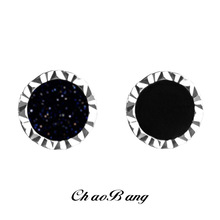 跨境黑玛瑙黑洞钛钢磁吸耳夹男时尚潮流简约个性设计无耳洞耳饰