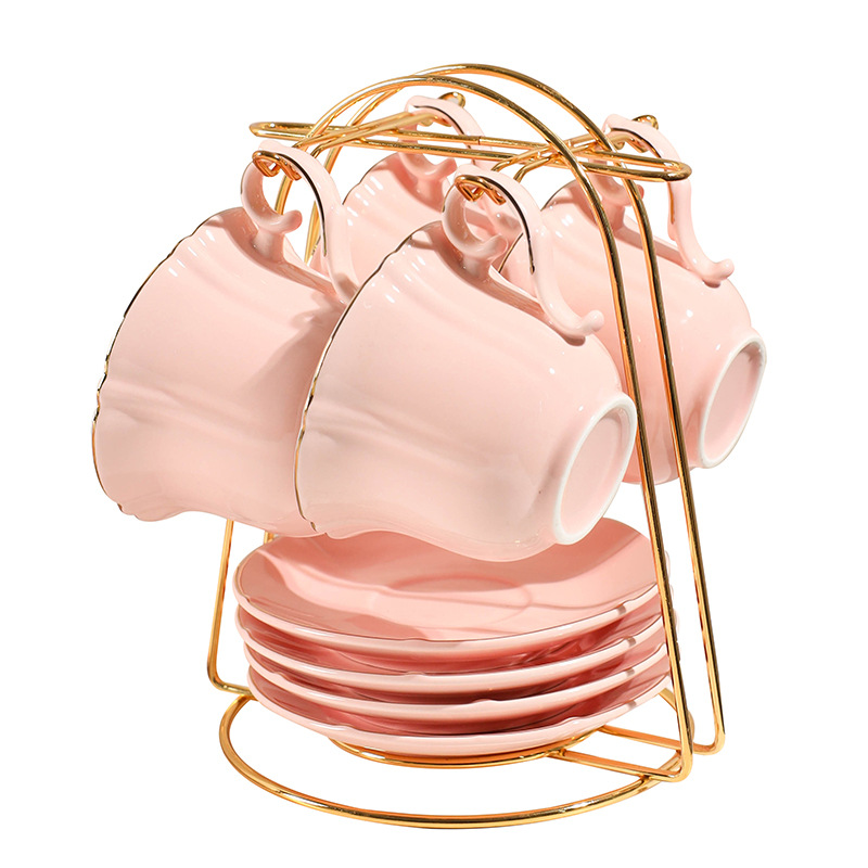 Taza de café y platillo traje estilo europeo Luz de lujo taza de café simple taza de té juego de té de cerámica taza de té negro té de la tarde estante de entrega