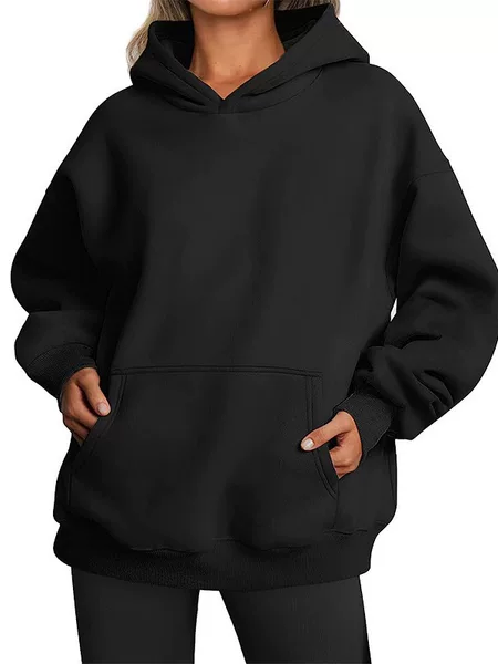 Foreign Trade Men's and Women's Hoodie Light Plate Solid Color Sweater Autumn and Winter Fleece Pullover Loose Casual Sports Top