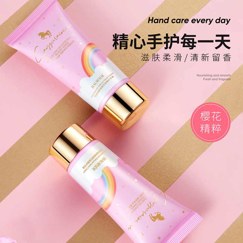 Bactericida Nicotinamida Cherry Flower Soft Hand Cream, hidratante, antiagrietamiento, mejora la rugosidad y la secedad de la crema de manos. image 1