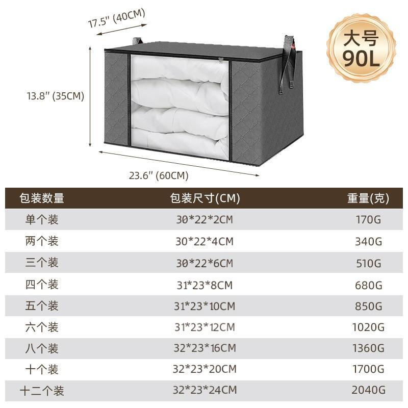 Caja de almacenamiento de edredones de Amazon transfronteriza, ventana transparente, bolsa de acabado de ropa, bolsa de almacenamiento de edredones para el hogar