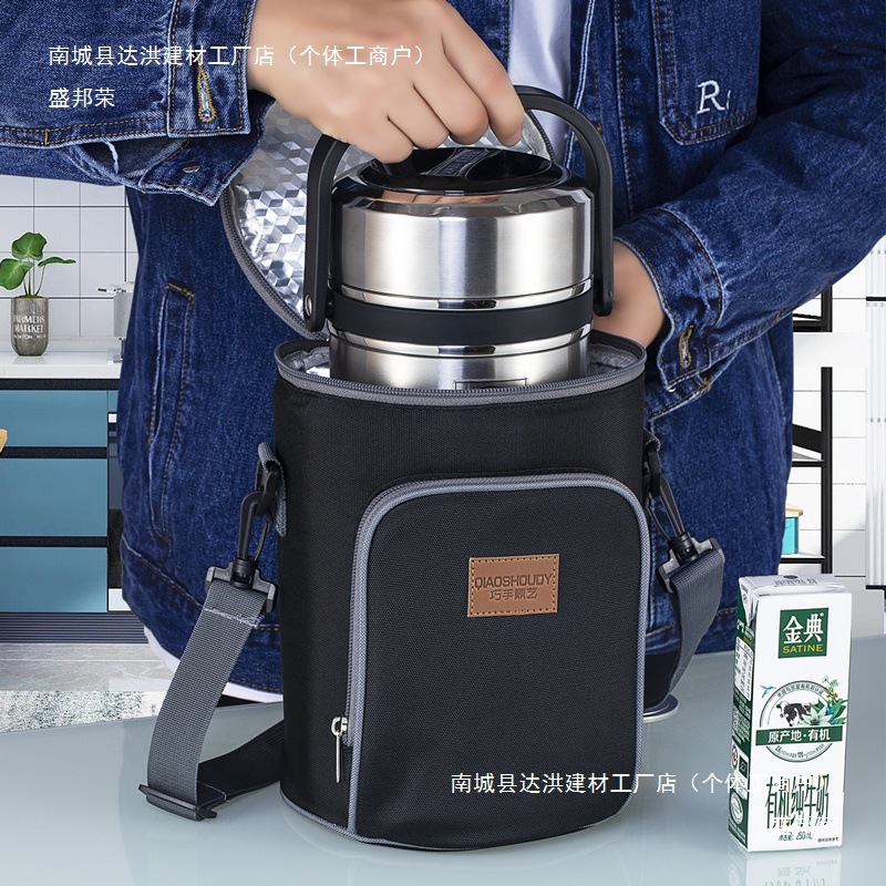 保温饭盒袋铝箔防水高颜值学生上班族圆形饭桶手提便携便意赛中国