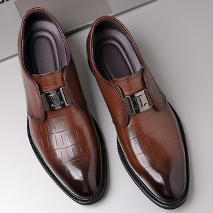 Spring Men's Business Dress Shoes Genuine Leather British Casual Shoes Men's Korean Style Pointed Toe Cowhide Shoes Wedding Shoes