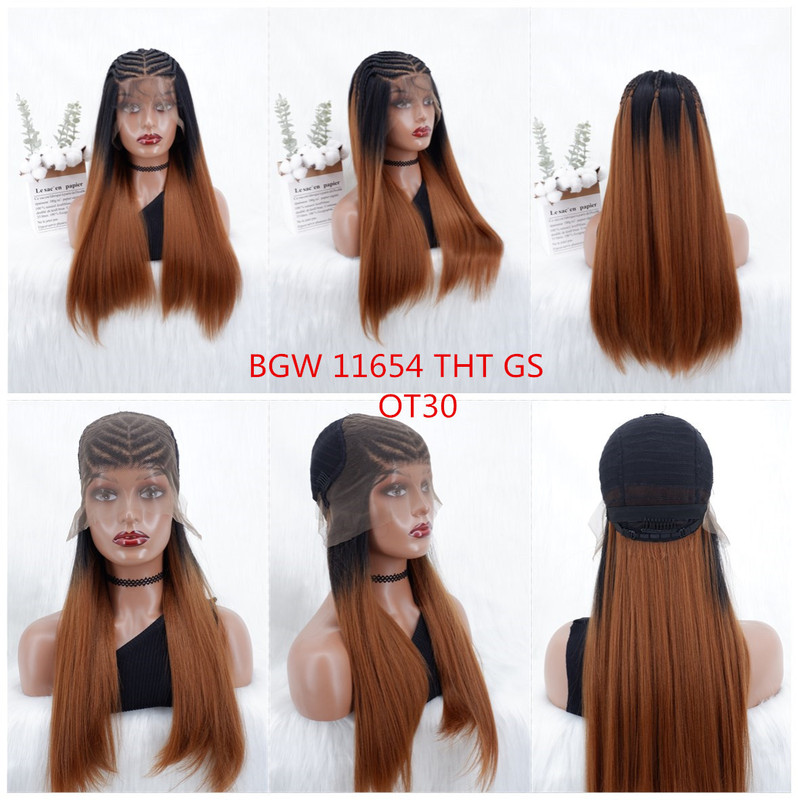 Cross-border e-commerce Amazon live e-commerce front lace wig long straight hair top braid wig head cover braid hair