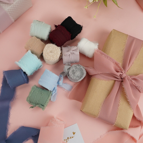 ins hand-tear edging silk ribbon hand-held flower silk binding chiffon ribbon gift decoration cloth ribbon satin ribbon silk ribbon 