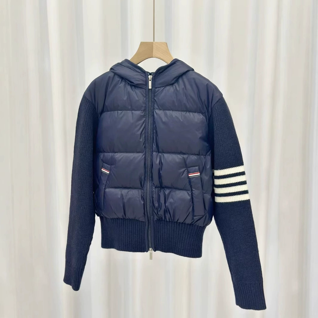 Winter knitted down jacket with hood, Korean style