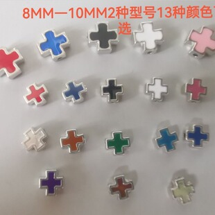 Cross-Border Export Alloy Colorful Oil Dripping Straight through Straight Hole Two-Way DIY Bracelet Necklace Rosary Jewelry Cross Accessories