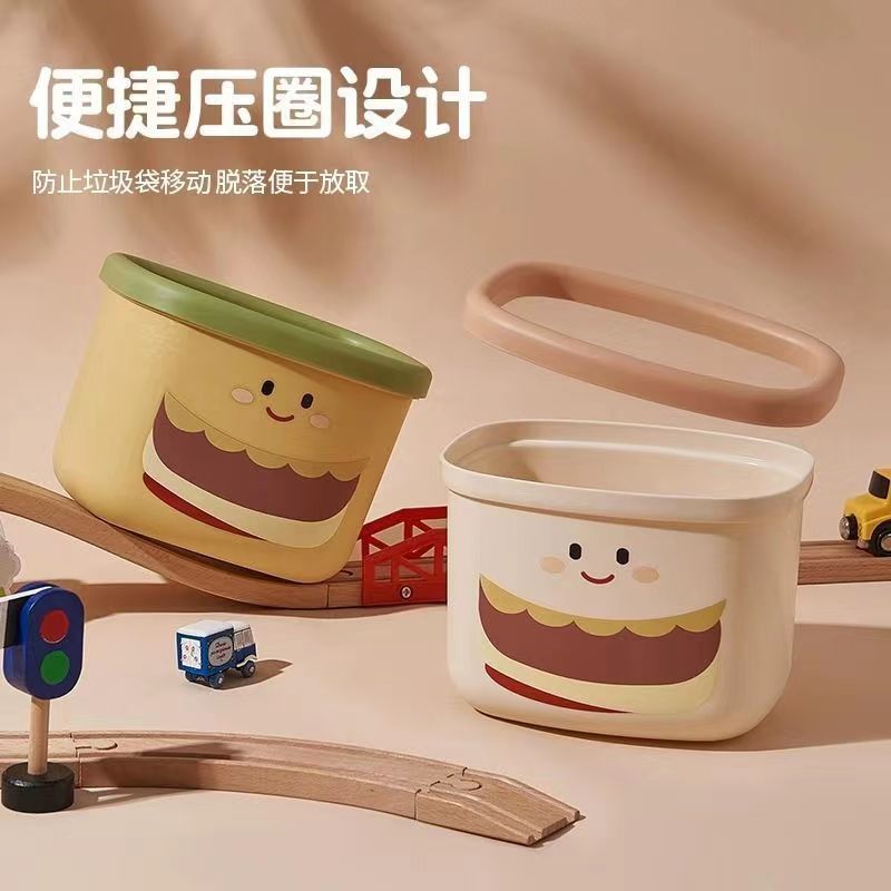 Mengqu desktop storage barrel for home living room and office without cover square trash can with press ring plastic trash can