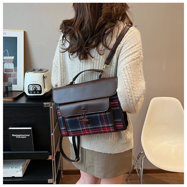 Naiste ruuduline crossbody seljakott sügis- ja talvehooajaks_voghion.com