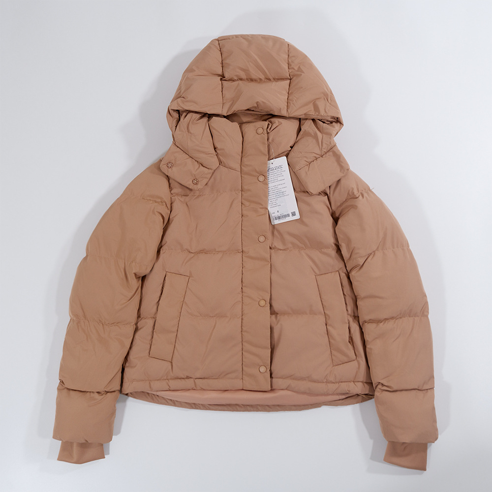 카키 4그리드 퍼프 체크 다운 재킷