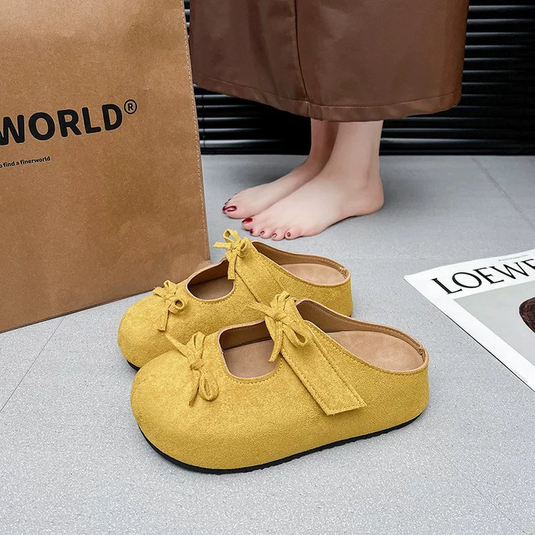 Женские туфли Мэри Джейн в стиле французского ретро, новая модель 2025 года, с неглубоким вырезом, круглым носком, милым бантом, плоской подошвой, нежным стилем и полувысоким голенищем.
