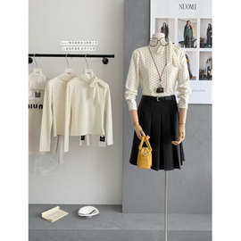 槿一 心动波尔卡 波点绑带打底内搭秋冬女设计感叠穿针织上衣服