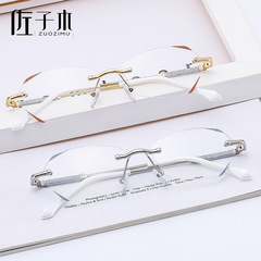 佐子木2023新款防藍光老花鏡同款女士花鏡粉無框老花眼鏡批發