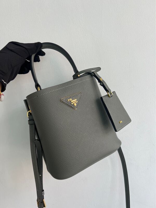 Plada Panier Triangle shopping bag Saffiano handbag genuine leather bucket bag high quality 1BA217