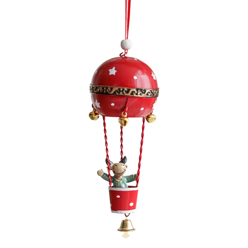 Transfronterizo nuevo hierro pintado de Navidad globo de aire caliente árbol de Navidad alce muñeco de nieve Santa Claus decoración pequeño colgante