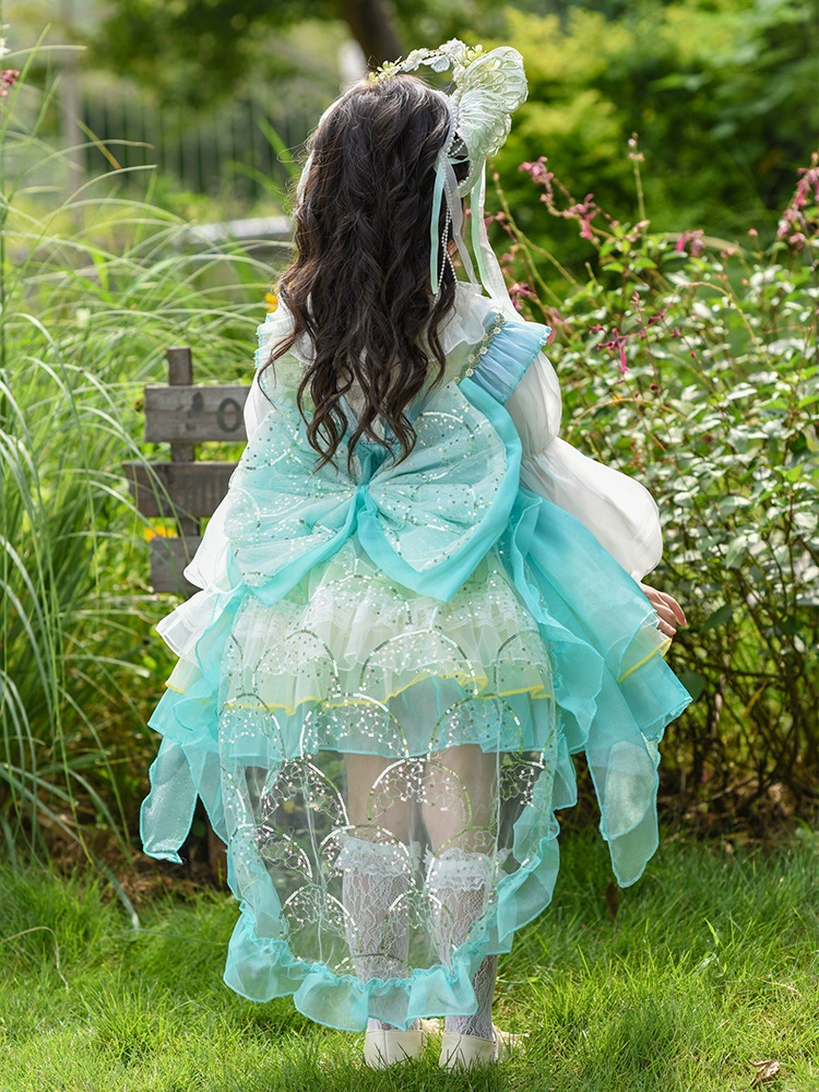 Зелёный осенний детский костюм маленькой princess, в стилистике Lolita, подарок на день рождения