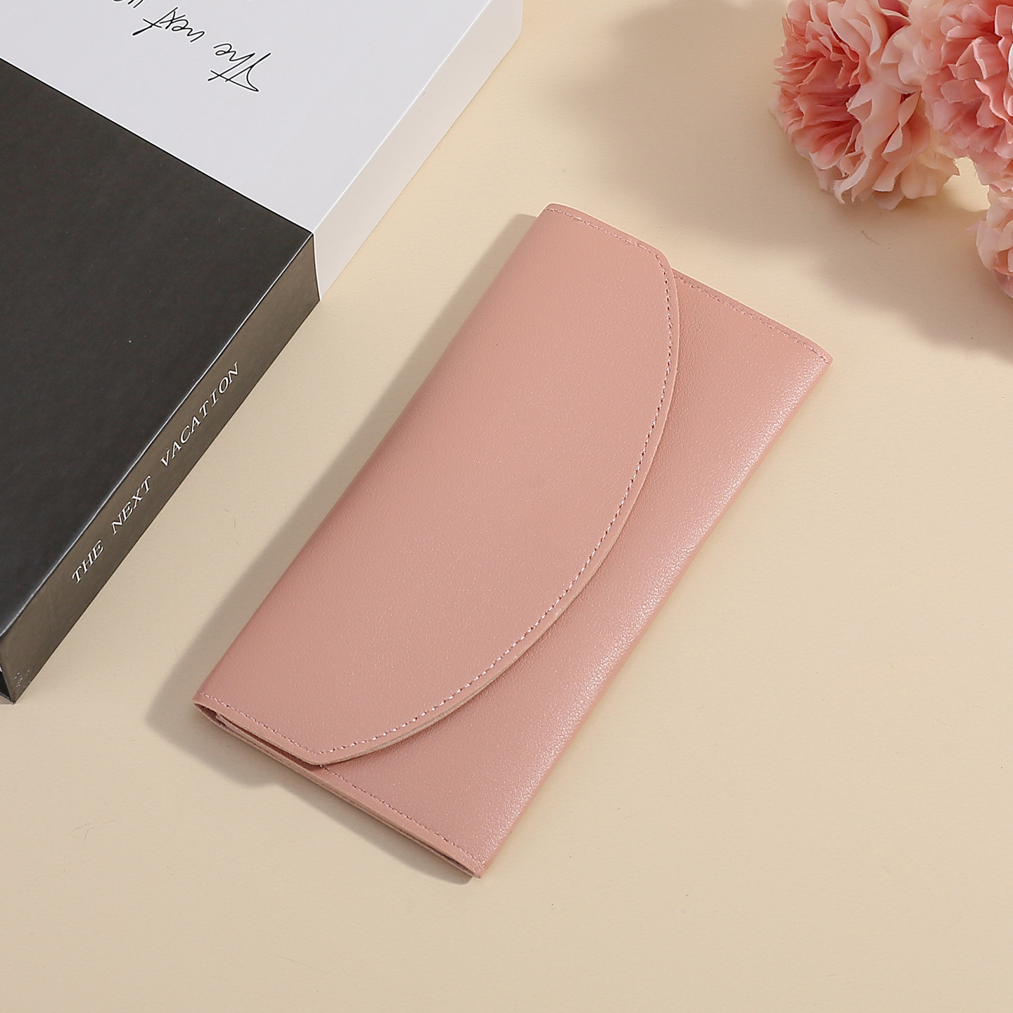 Cartera japonesa de cuero suave, bolsa de tarjetas de crédito plegable de tres partes, tarjeta plegable de cuero de vaca, lichi, cremallera, bolsa de cambio para mujeres