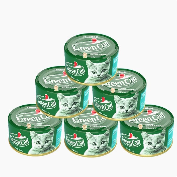 Красная собачья маленькая зеленая банка корма для кошек, консервы для котят, молочный торт, влажный корм 85г, лакомство для кошек, питательность 70г