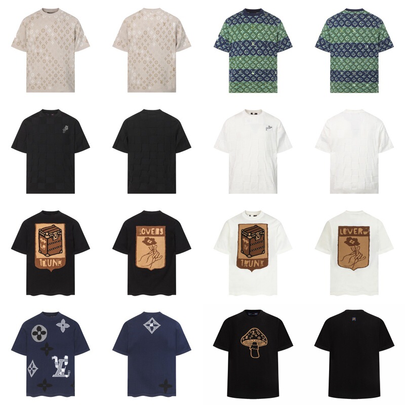 Cross-Border Foreign Trade L High-Quality Letter Logo Intarsia Knit Short-Sleeve Fashion Versatile Couple's Knitwear
