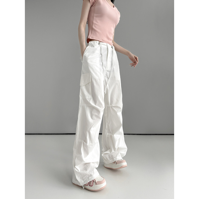 American White Overalls Women's Summer Thin Trendy All-match Loose Slimming Leg Casual Pants High Waist Sports Pants
