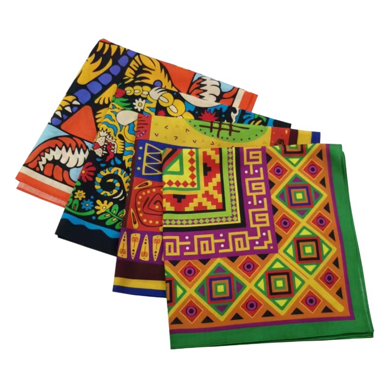 Cotton Digital Printed Square Scarf Hip-Hop Hip-Hop Outdoor Cycling Scarf Decorative Dress up Facial Scarf