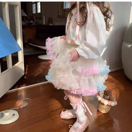 女童渐变tutu裙2026春装新款宝宝蓬蓬半身裙小女孩蛋糕网纱公主裙