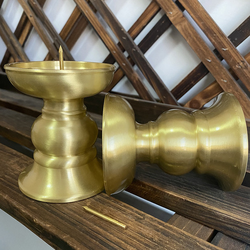 Pure copper candle holder wax holder household candle holder ornaments base all copper brass worship god worship Buddha front lamp holder pair