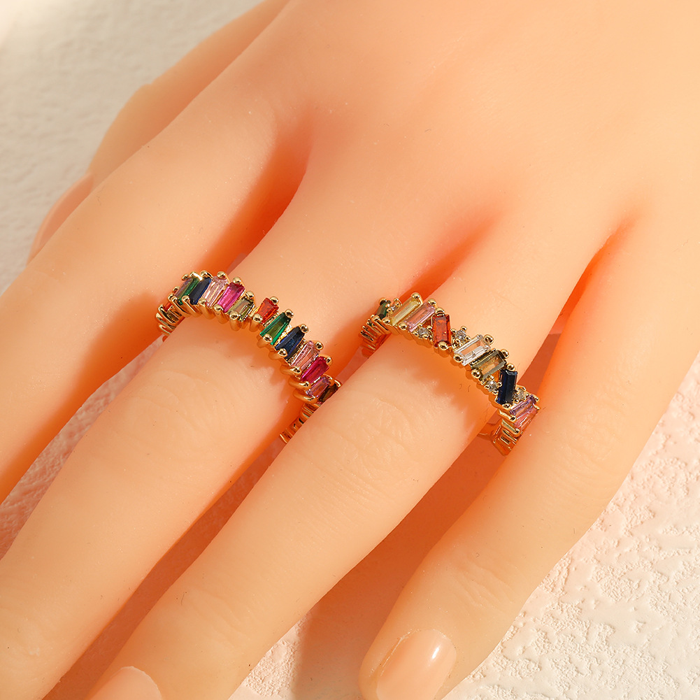 Fashion Geometric Copper Open Ring Inlay Zircon Copper Rings