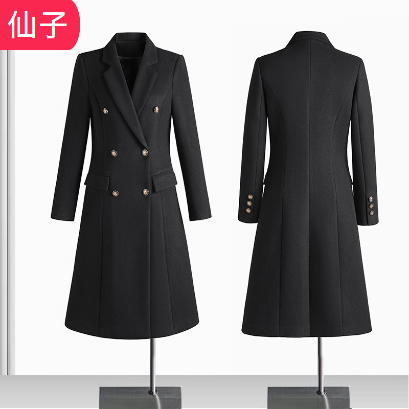 가을과 겨울 코트 두꺼운 더블 브레스트 모직 코트 전문 모직 코트 여성 중장기 영업 부서 호텔 작업복