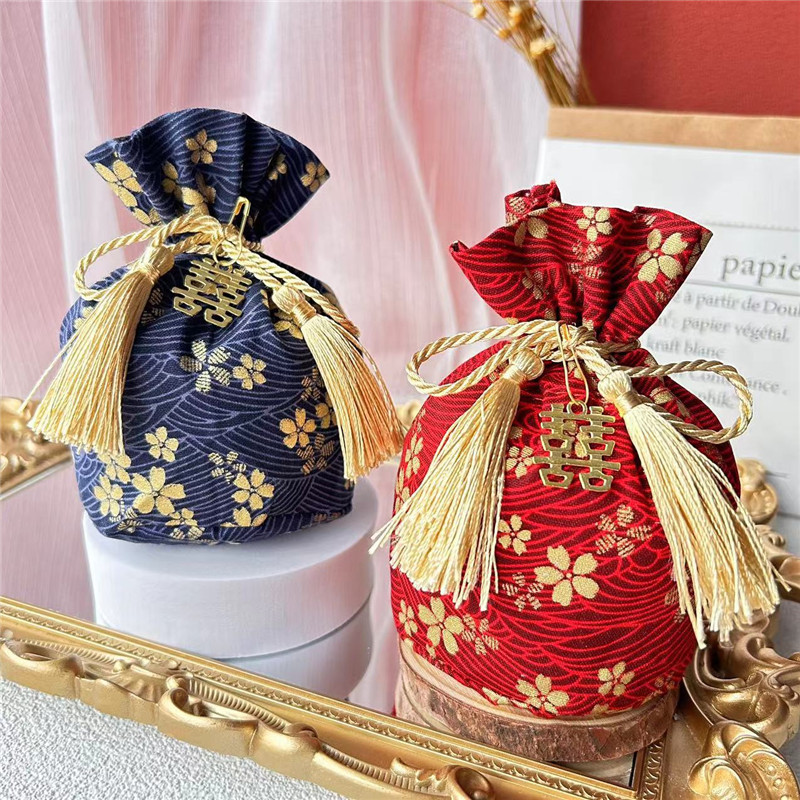 ins style wedding gift supplies Chinese wedding candy bag candy box souvenir creative wedding candy box cloth bag