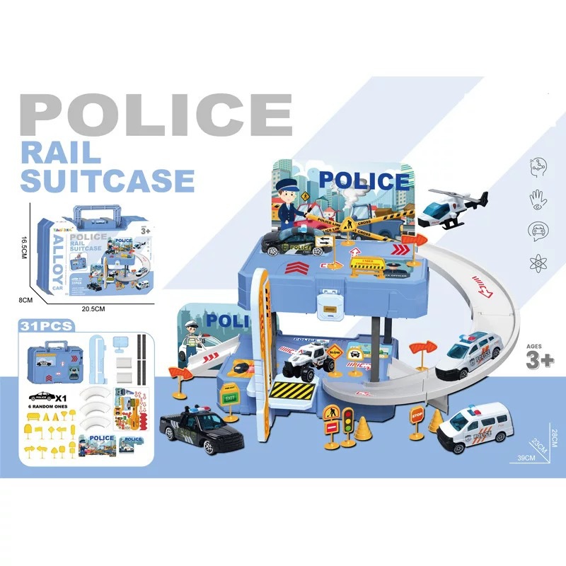 Los niños transfronterizos juegan a las casitas pista de estacionamiento traje de simulación de aleación de tráfico de coches bolsa de almacenamiento portátil de juguete