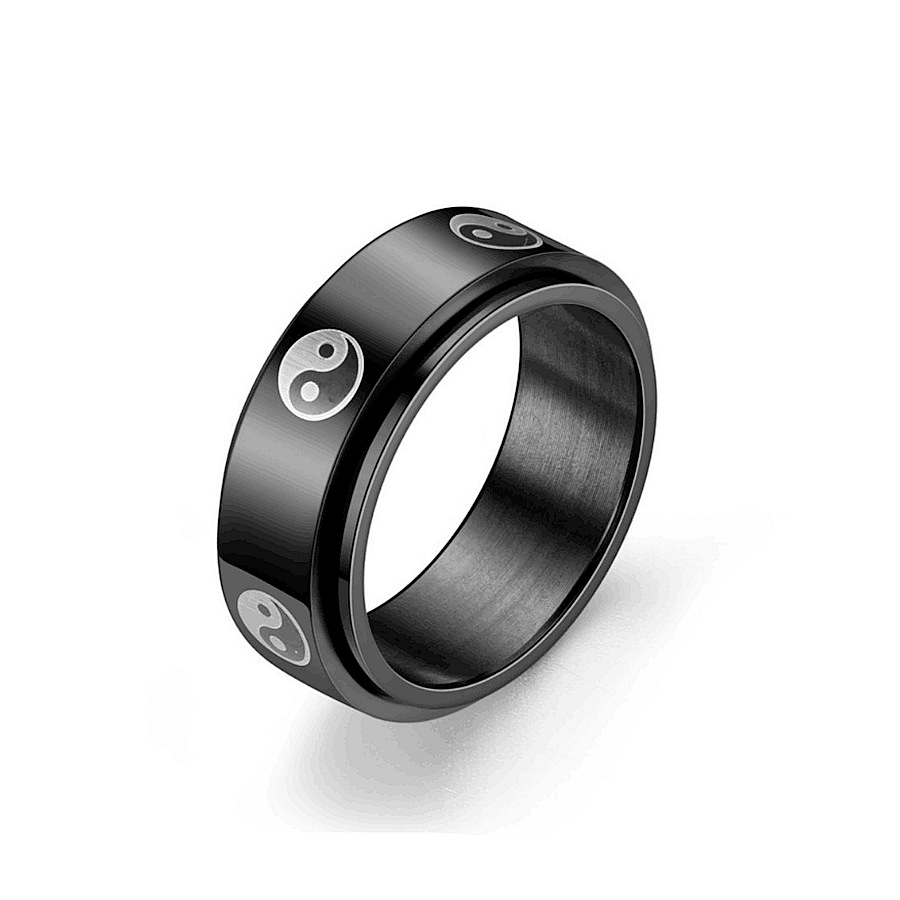 Menu0027s  Vertical Character Mantra Rotating Decompression Lucky Titanium Steel Ring