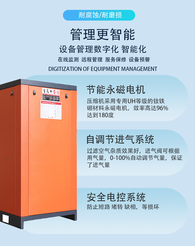 Screw-Type Air Compressor 30Kw Industrial Grade 5 Cubic Meters Small Permanent Magnet Variable Frequency 37Kw Air Pump Air Compressor