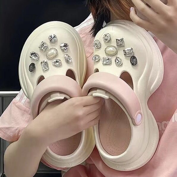 2025 New Style Thick-Soled 7cm Clogs, Height-Increasing Outdoor Water Shoes, Suitable for Camping and Shopping, Slip-On Sandals