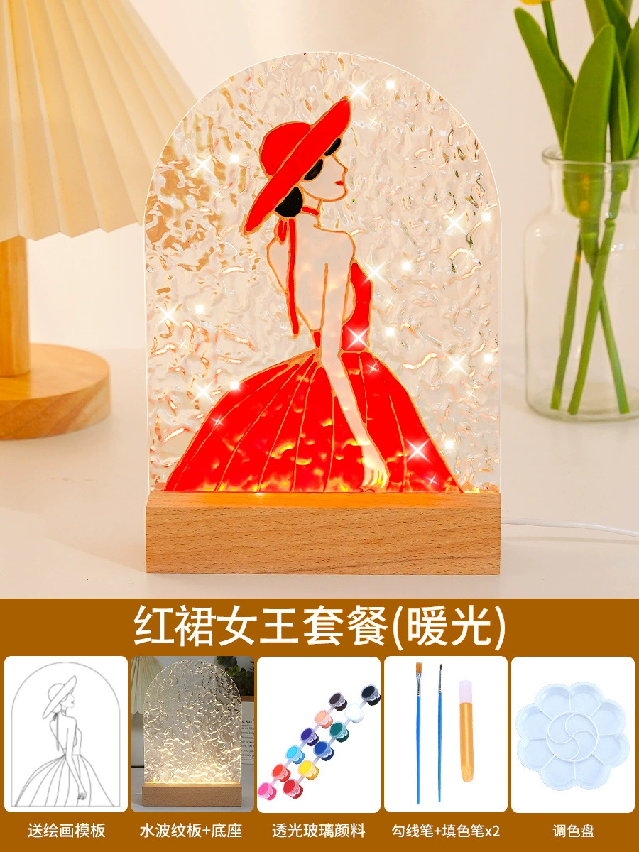 Подсветка ночника из стекла, креативная LED-ночная лампа, моно- или трехцветная, размер 12.5×3.75×16.67 см