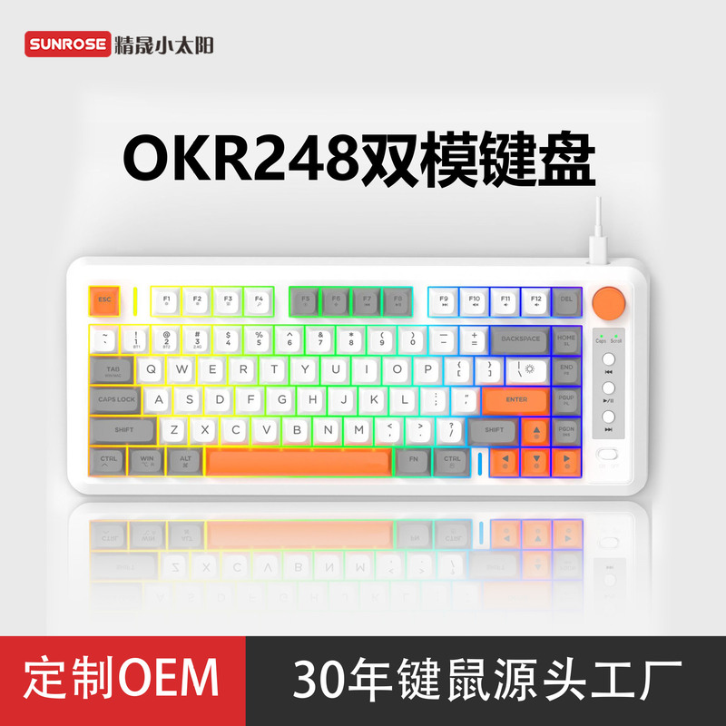 Customized OKR248 Bluetooth 2.4g dual-mode illuminated wireless keyboard 75 layout 81-key office keyboard Customized OKR248 Bluetooth 2.4g dual-mode illuminated wireless keyboard 75 layout 81-key office keyboard