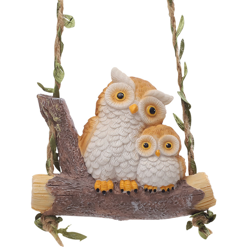 Animales de dibujos animados creativos padres-hijos jardinería colgante jardín paisaje jardín cálido adornos de familia colgante de resina