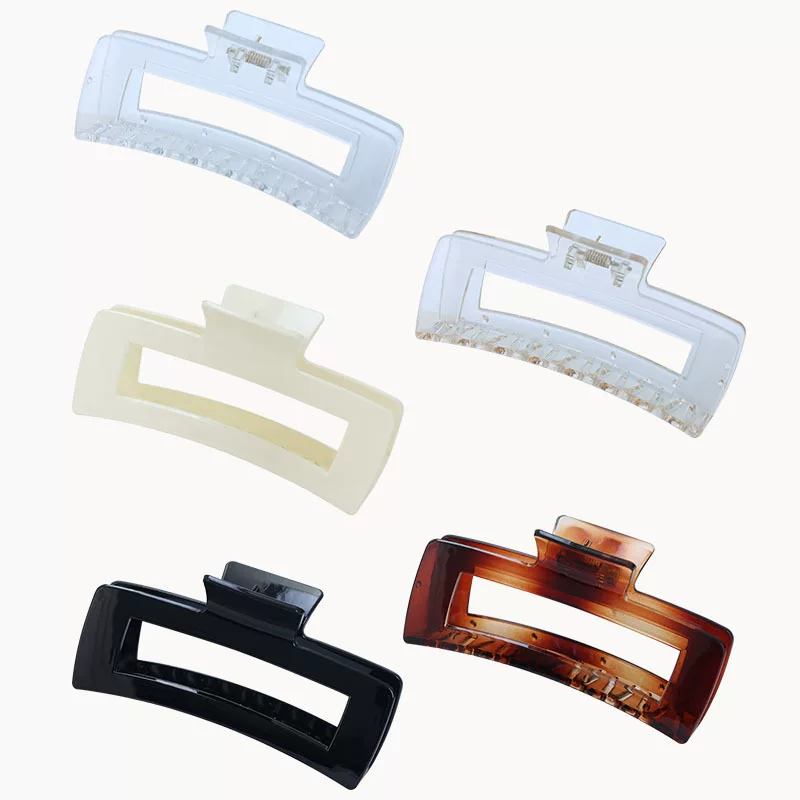 Hair Claw Clip (Summer) Rectangular Claw Hairgrip, Multi-Color, 8 cm Compact